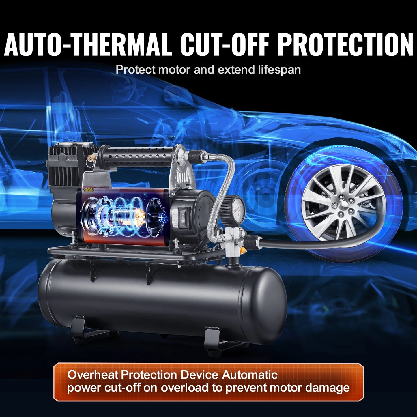 12V Heavy-Duty Offroad Tire Inflator with Digital Gauge