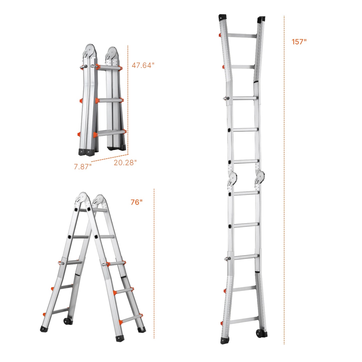 Compact A-Frame Aluminum Extension Ladder - RV