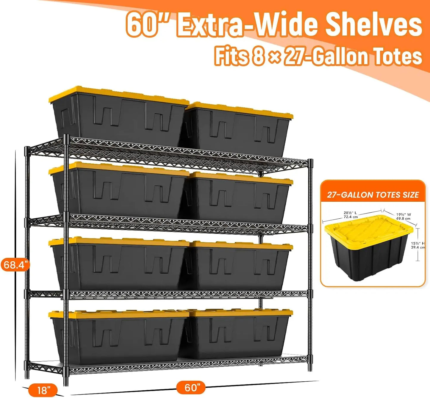60" Wire Storage Shelving 2640 lbs - Adjustable