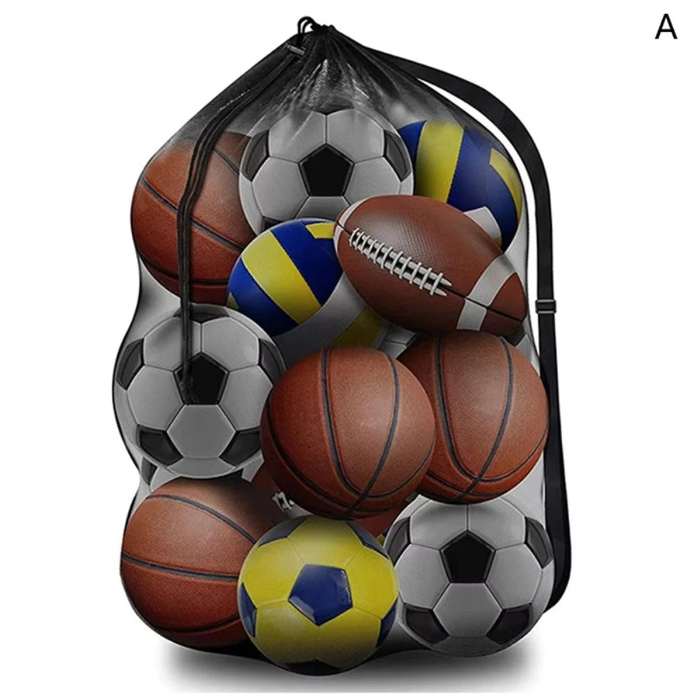 1PC Basketball Storage Bag With Zipper Pocket Volleyball Football Net Pack Gym Bags Mesh Soccer Ball Bag Extra Large Drawstring