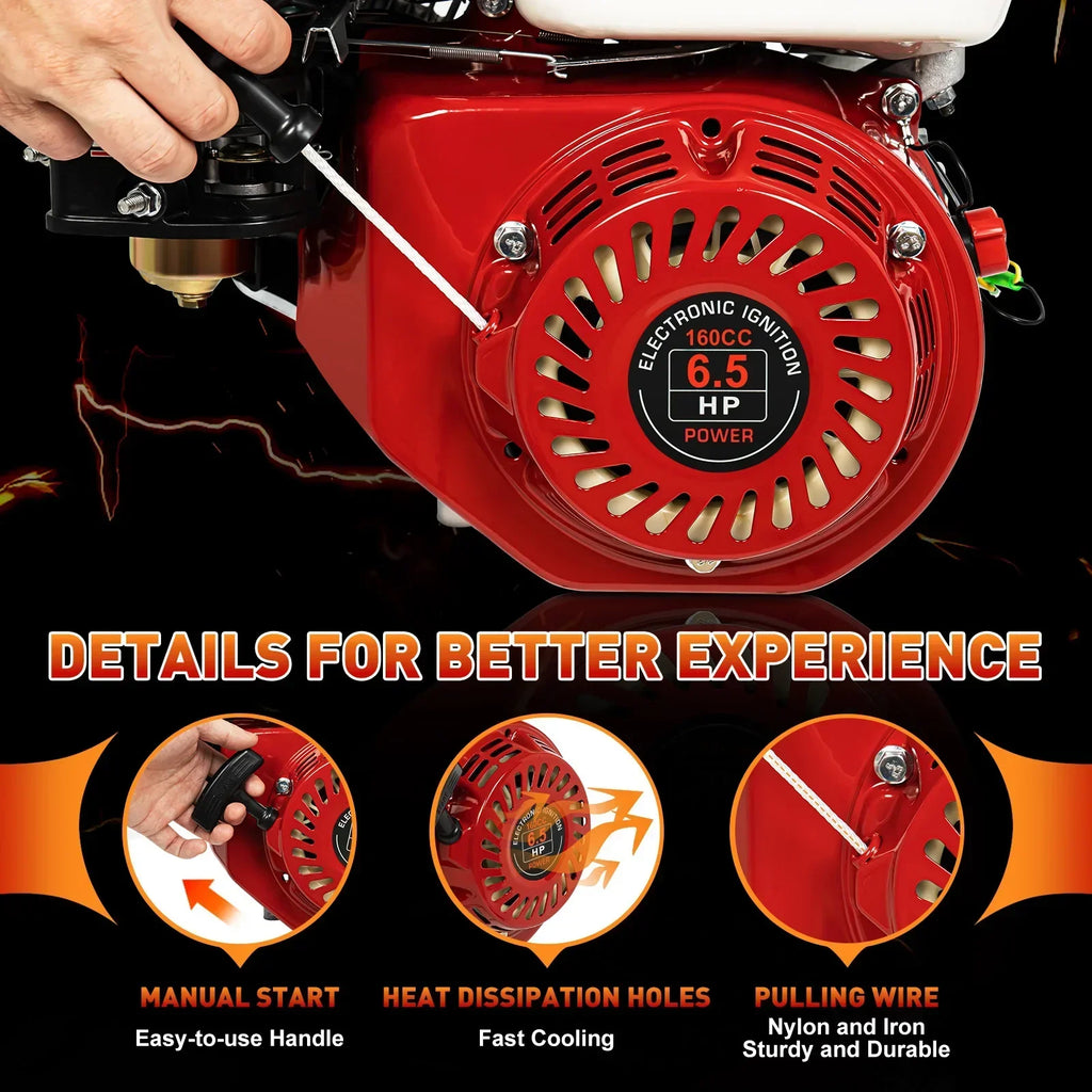 6.5HP 4-Stroke Gas Engine for Honda GX160 OHV  Pull Start  Air Cooling System 200cc