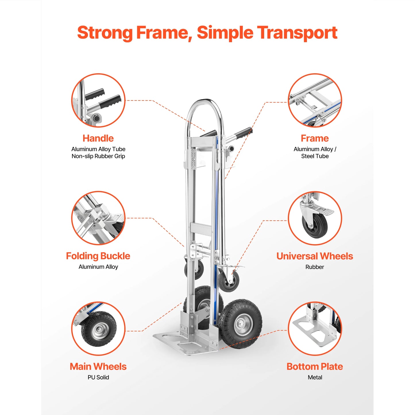 2-in-1 Convertible Hand Truck Dolly 1000 lbs