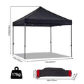 3x3m Pop Up Canopy Tent, Instant Setup, Vented Roof, Waterproof, for Beach, Patio, Camping, with Bag, 8 Stakes & 4 Ropes