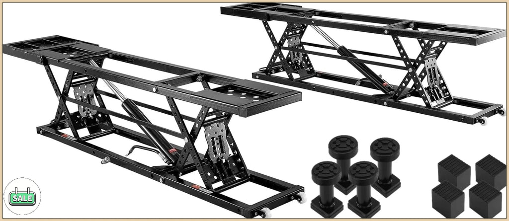 Heavy-Duty Carbon Steel Truck Lift with 120V Power Unit, Portable Car Lift - 7,000 LBS Capacity, 26.8" Max. Height