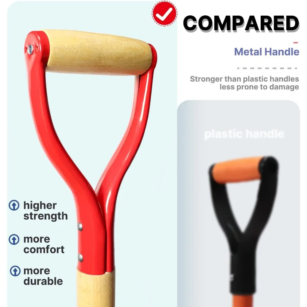 Professional Transplanting Spade Shovel, 45-Inch Steel D-Grip with Wooden Handle for Gardening and Digging