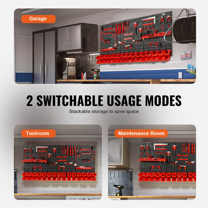 30-Bin Wall Mounted Parts Rack Organizer with Hooks