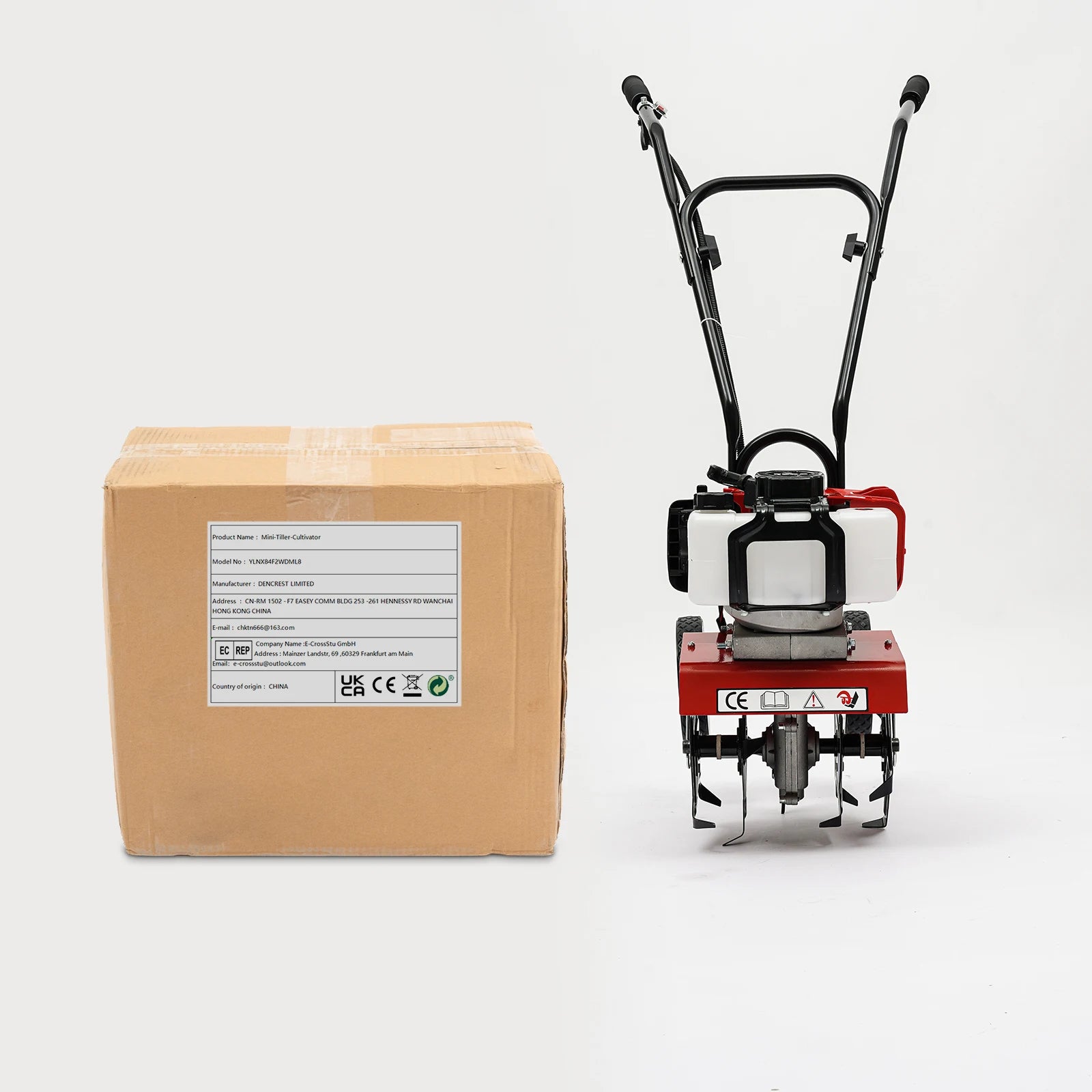 52CC Farm Cultivator Scarifier Garden Tiller Gasoline Farming Cultivation Tool Soil Loosening 4 Blades 1700W for Farmlands