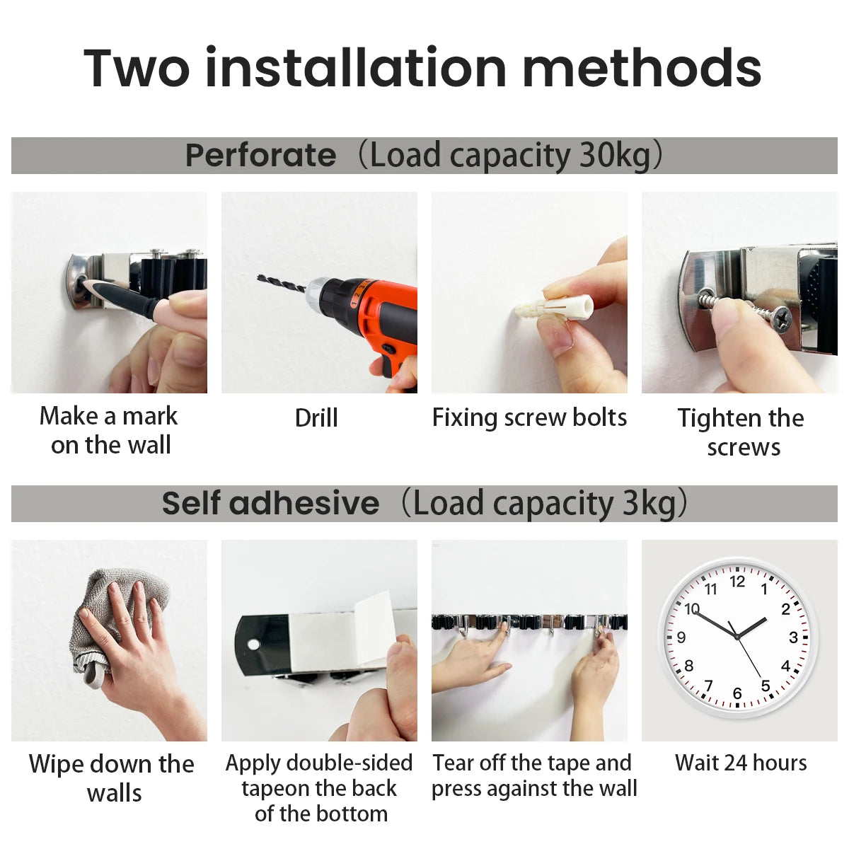 4-Hook Adhesive Broom & Mop Wall Organizer