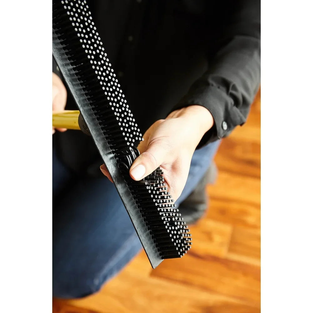 Rubber Broom Pet Hair Remover with Squeegee Natural Bristles Carpets Rugs and Hardwood Floors Cleaning