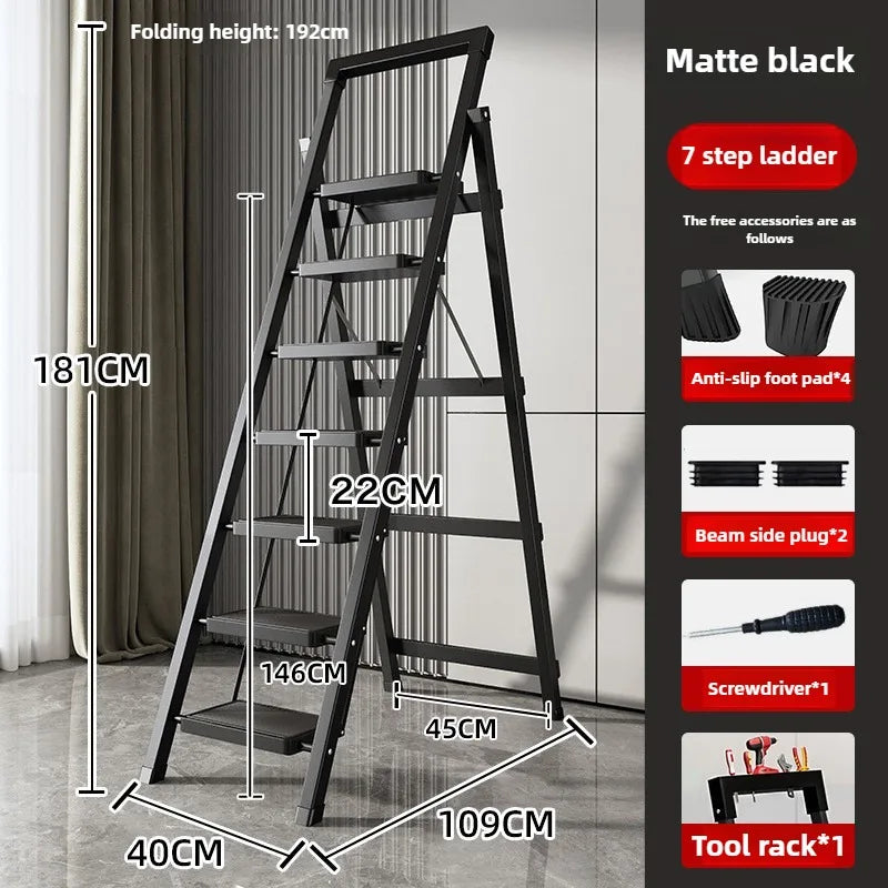 Home ladder stool folding zigzag ladder anti slip pedal ladder indoor and outdoor multifunctional portable ladder