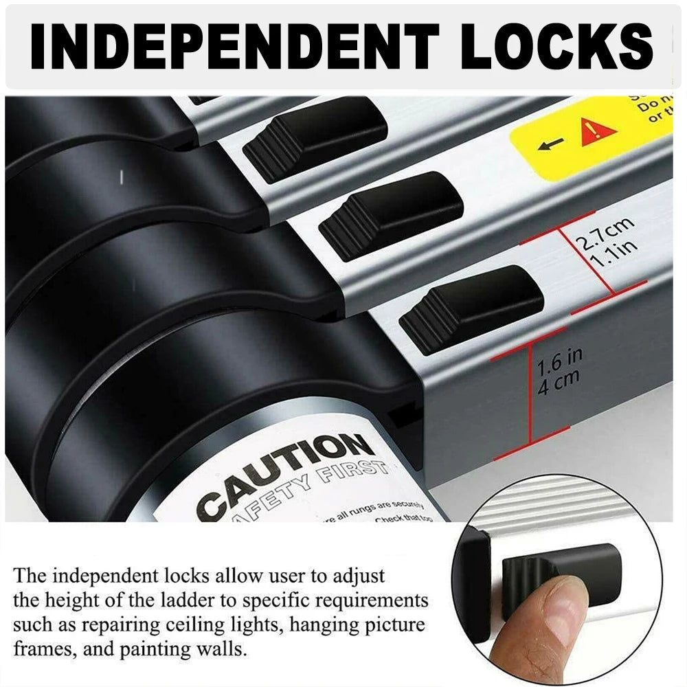 4/5/6 Step Folding Extension Ladder, Aluminum Portable Compact Safety Loft Ladders, 330 LBS Max Load, EN131