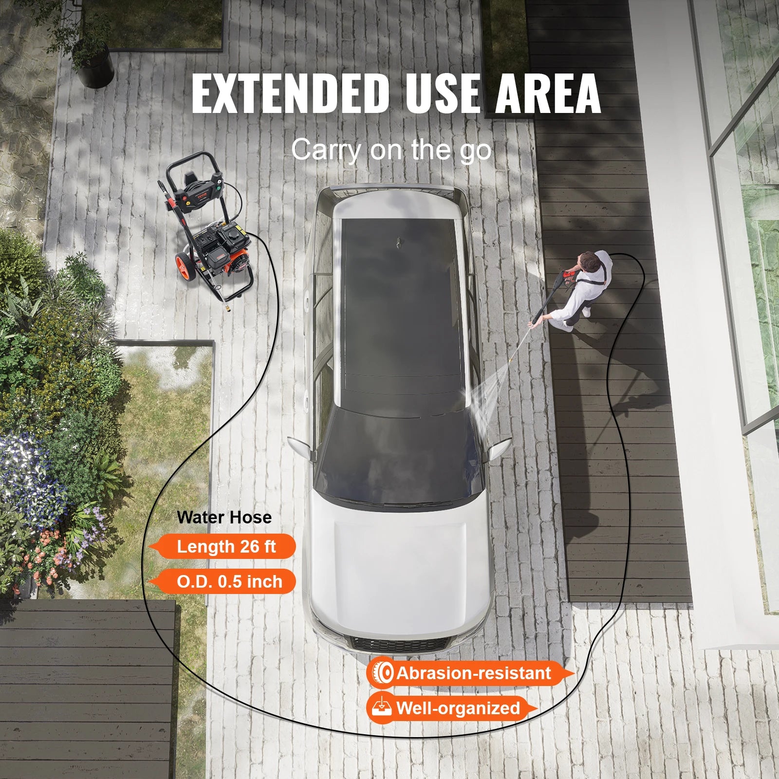 Gas Pressure Washer 3600 PSI 2.6 GPM Gas Powered Pressure Washer with Copper Pump Spray Gun and Extension Wand 5Nozzles
