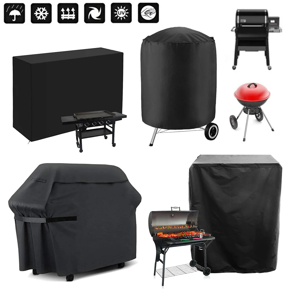 Grill Cover Round Rectangle Outdoor Waterproof Oxford Cloth Stove BBQ Protective Covers Heavy Duty Dustproof Garden Accessories