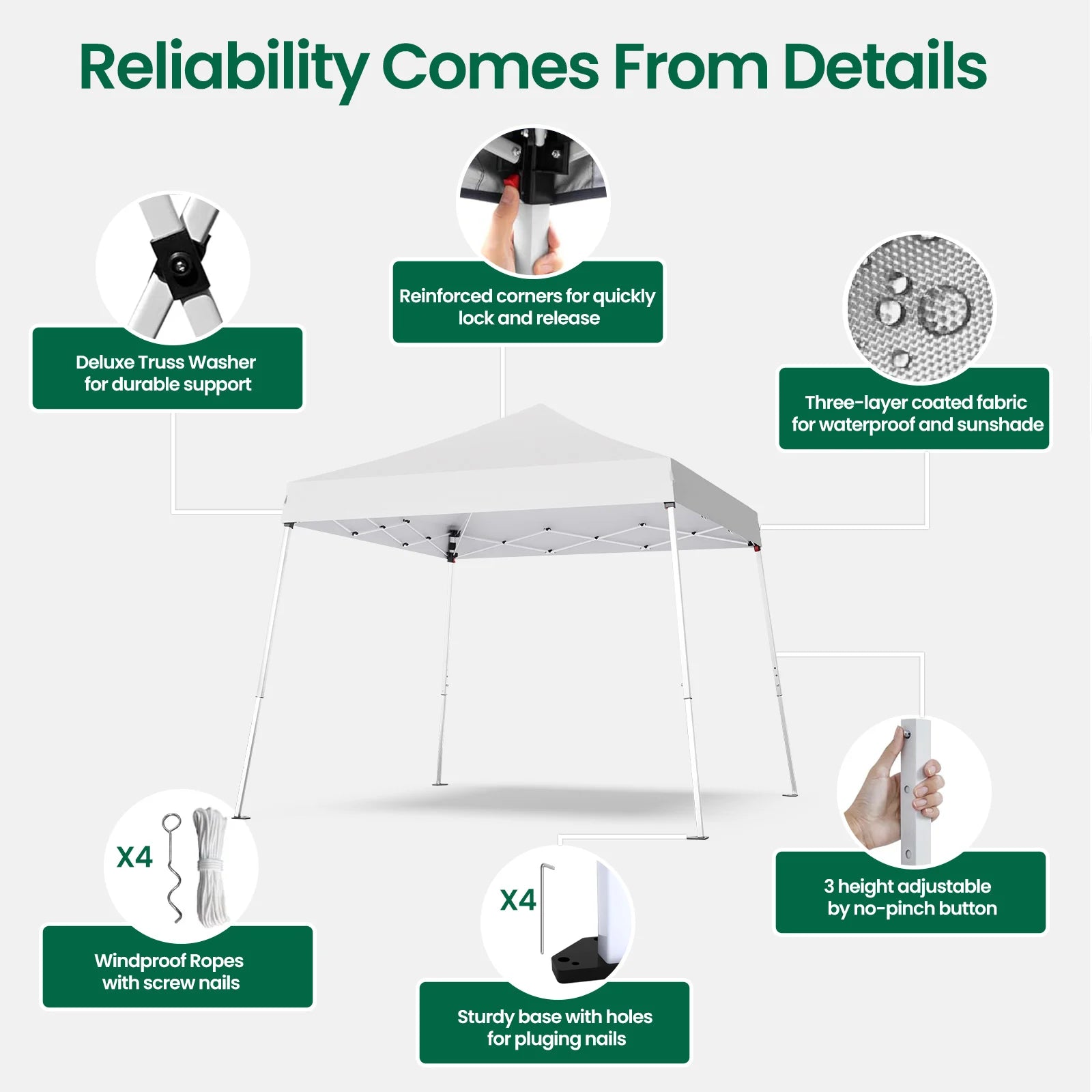 10x10 Outdoor Shade, Easy Set Up Tent, Portable Instant Beach Canopy Tents, Sun Shelter for Events, Parties