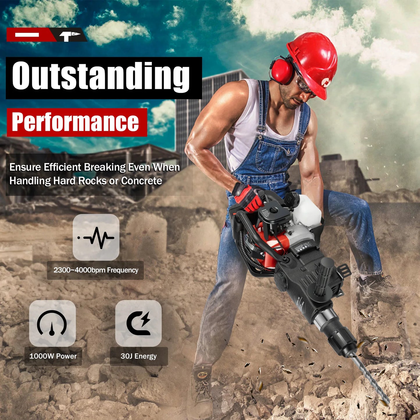 33CC Gasoline Jack Hammer - Concrete Breaker 5300 RPM
