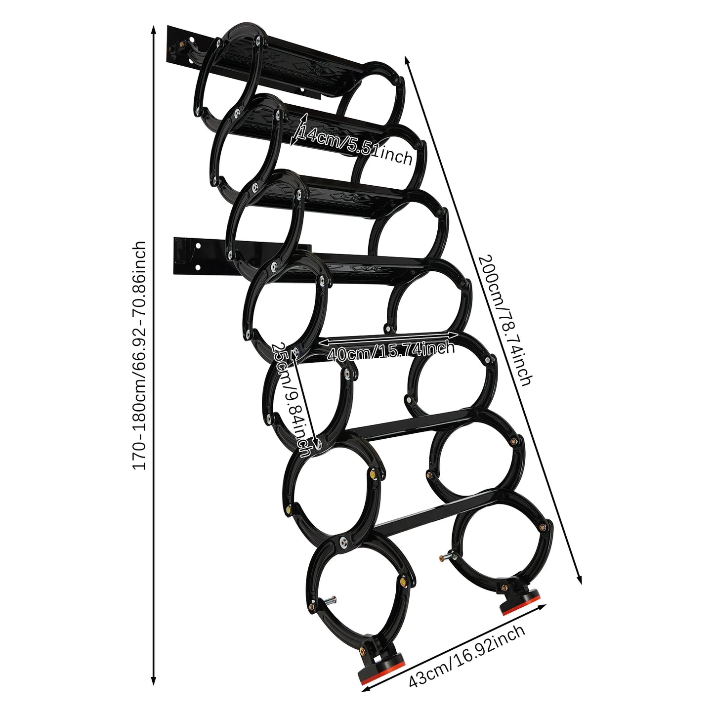 Wall Mounted Pull-Down Attic Ladder 6/7/8 Steps