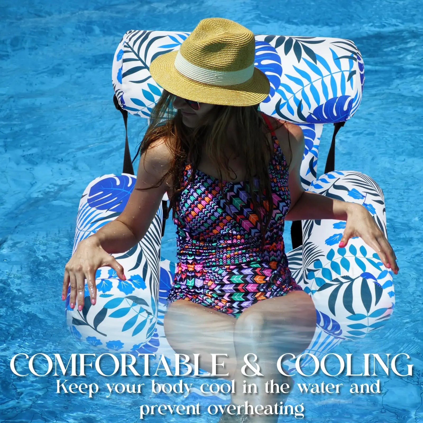 Summer Pool Water Hammock Air Mattresses Bed Beach Water Sports Lounger Inflatable Foldable Floating Row Swimming Chair
