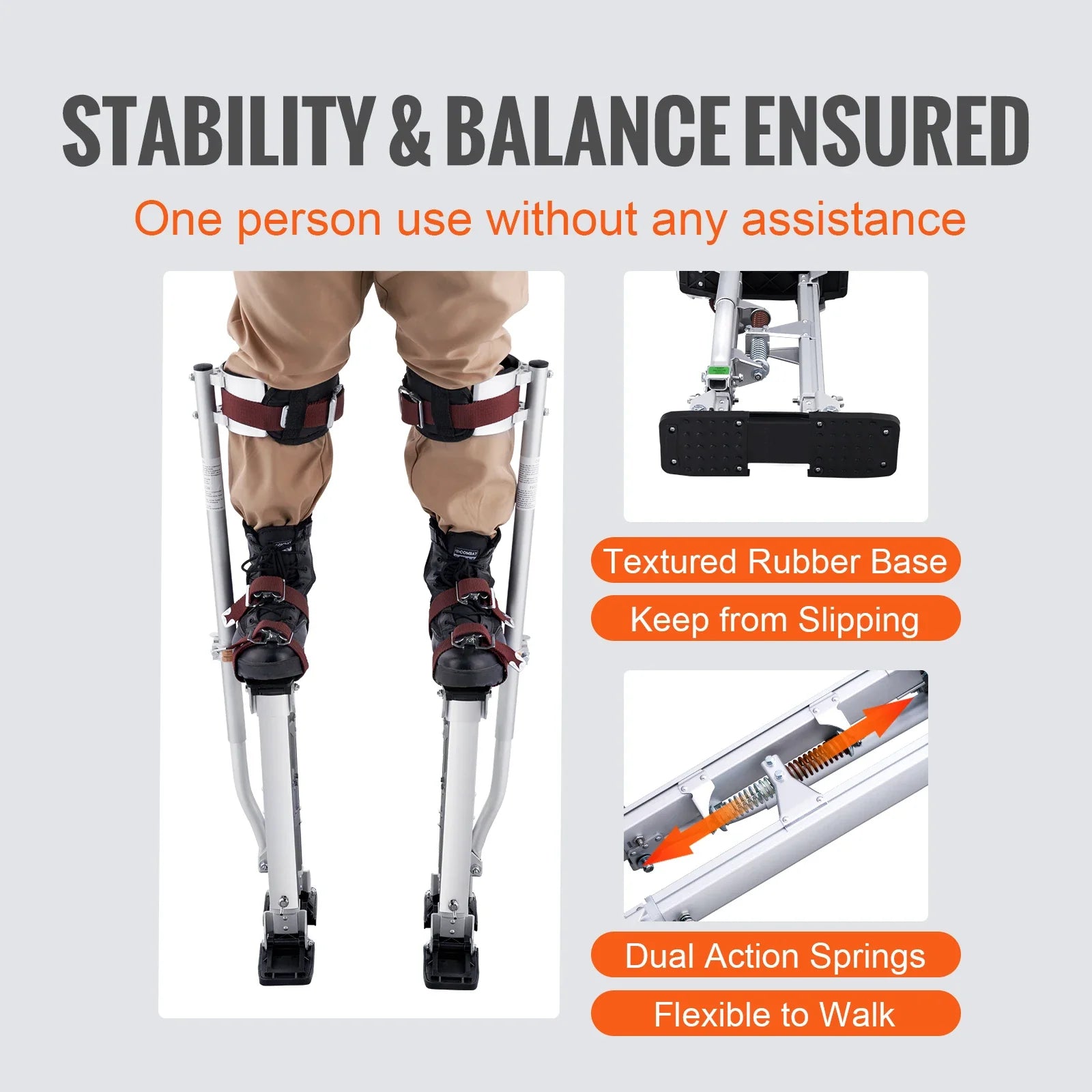 Drywall Stilts 18''/36''Adjustable Aluminum Tool Stilts with Protective Knee Pads Non-Slip Work Stilts for Home