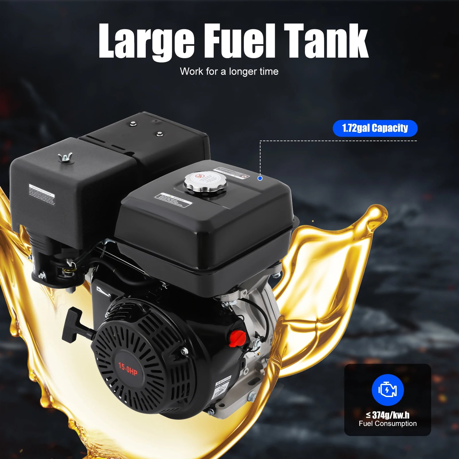 420CC 4-Stroke 15HP Gasoline Motor Engine Single Cylinder Motor Air Cooling System