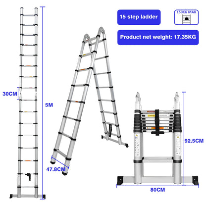 Aluminum A-Frame Folding Ladder 150kg - Non-Slip