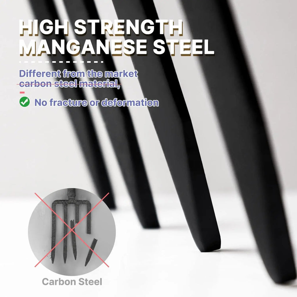 4-Tine Steel Garden Fork, 45-Inch Wood Handle, Heavy Duty Digging Tool for Soil Compost Mulching