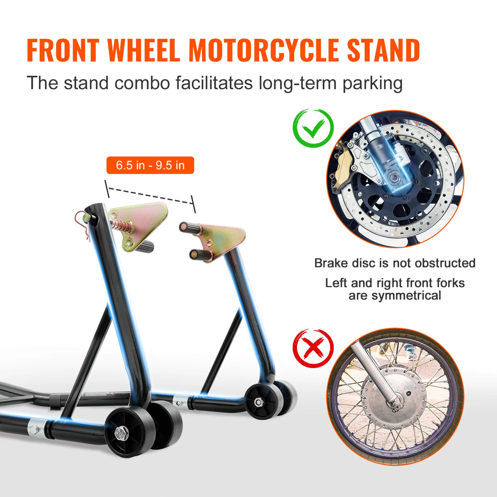 Motorcycle Stand Lift 850lbs Front Rear Combo Stand Lift Stand Front&Rear Wheel Fork Stand Heavy Duty Rear Wheel Stand
