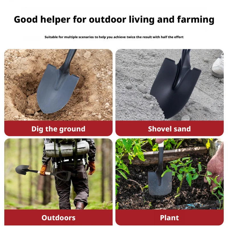 Manganese Steel Wooden Handle Shovel Spade Household Outdoor Gardening Farming Artifact Family Essential for Soil Loosening