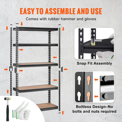 5-Tier Metal Storage Shelving 2000 lbs, 30x12x60"