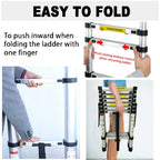 4/5/6 Step Folding Extension Ladder, Aluminum Portable Compact Safety Loft Ladders, 330 LBS Max Load, EN131