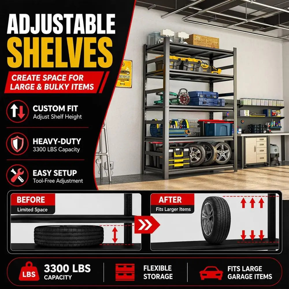 4-Tier Garage Storage Shelves 2500 lbs - Heavy Duty