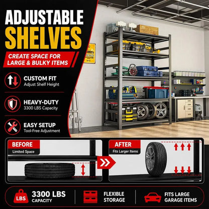 4-Tier Garage Storage Shelves 2500 lbs - Heavy Duty