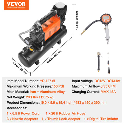12V Heavy-Duty Offroad Tire Inflator with Digital Gauge