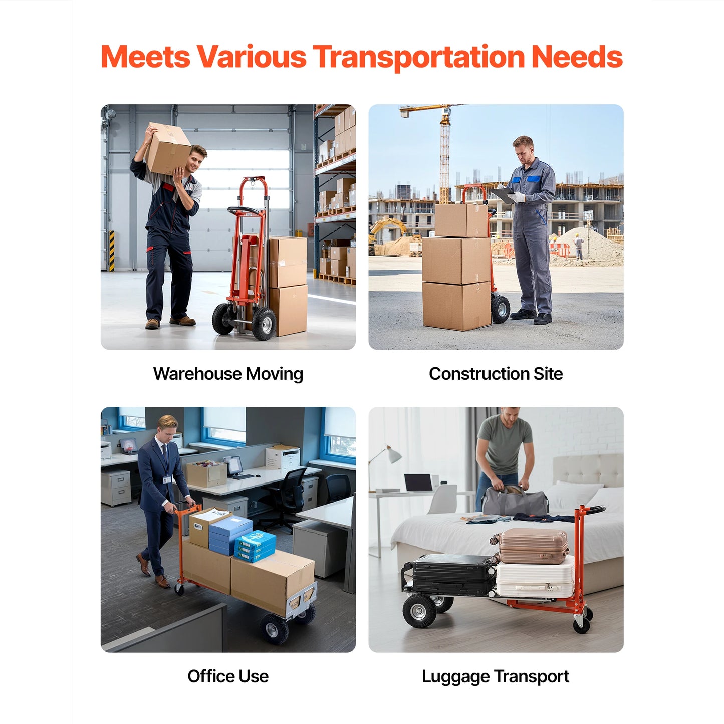 4-in-1 Aluminum Hand Truck Dolly 1000 lbs