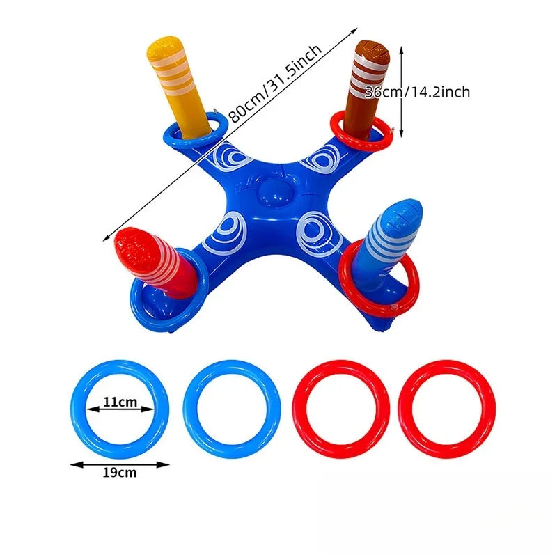 Inflatable Basketball Hoop Pool Floats Toy Set Floating Cross Ring Toss Toys for Kids Adults Swimming Pool Floating Toy Game Set