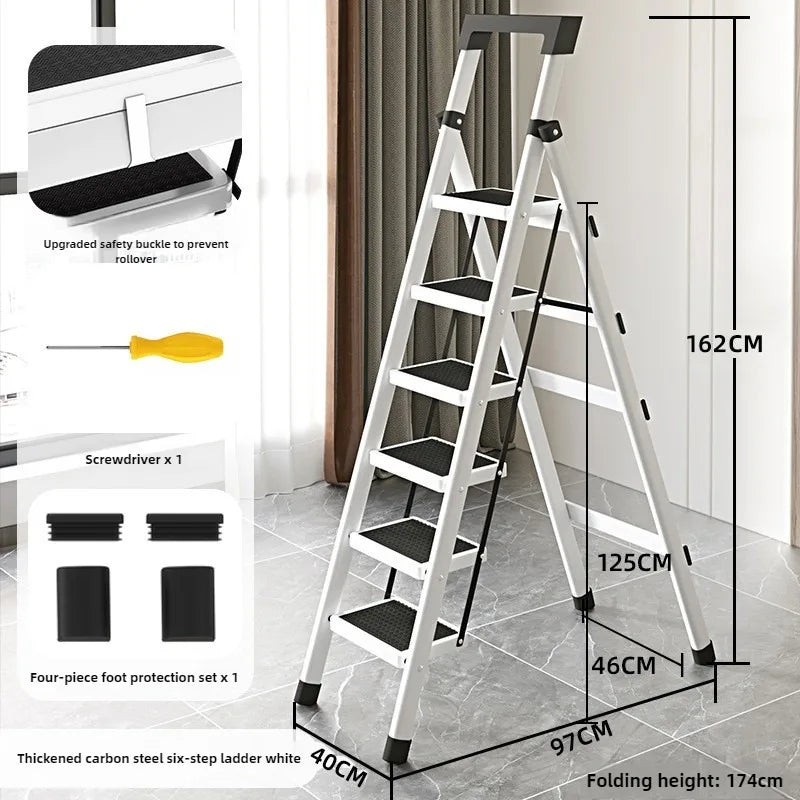 Home ladder stool folding zigzag ladder anti slip pedal ladder indoor and outdoor multifunctional portable ladder