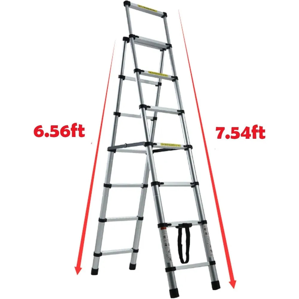 Aluminum A-Frame Extension Ladder 6+7 ft, Folding