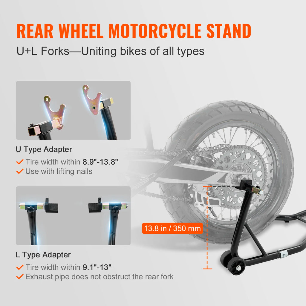 Motorcycle Stand Lift 850lbs Front Rear Combo Stand Lift Stand Front&Rear Wheel Fork Stand Heavy Duty Rear Wheel Stand