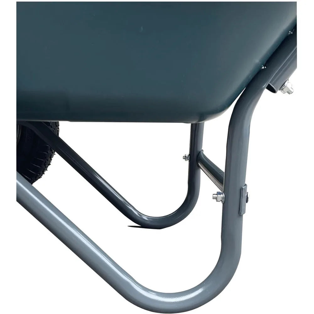 Dual-Wheel Heavy-Duty Poly Yard Dump Cart,1200 Lb Haul Capacity, Towable Utility Wagon with Built-in Stand for Landscaping