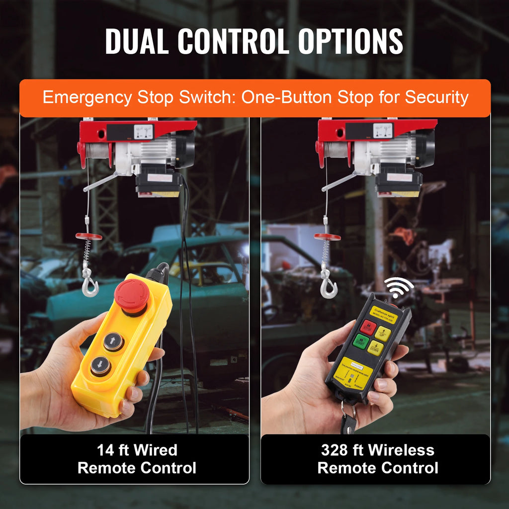 440lbs Wireless Electric Lifting Hoist with 40ft Single/20ft Double Slings Lifting Height Lift Hoist for Garage