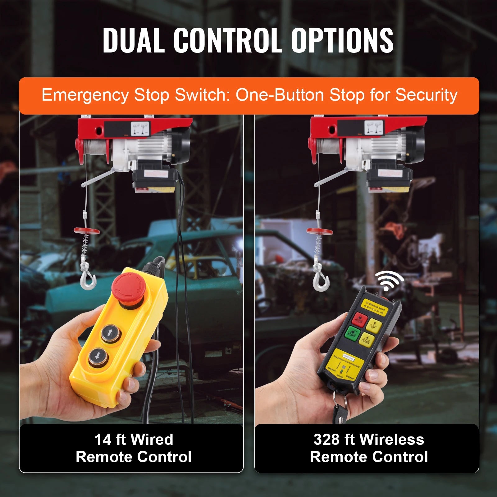 440lbs Wireless Electric Lifting Hoist with 40ft Single/20ft Double Slings Lifting Height Lift Hoist for Garage