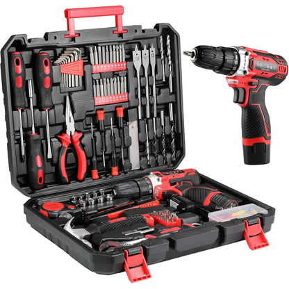 138-Piece Tool Set with 12V Cordless Drill & Tool Box