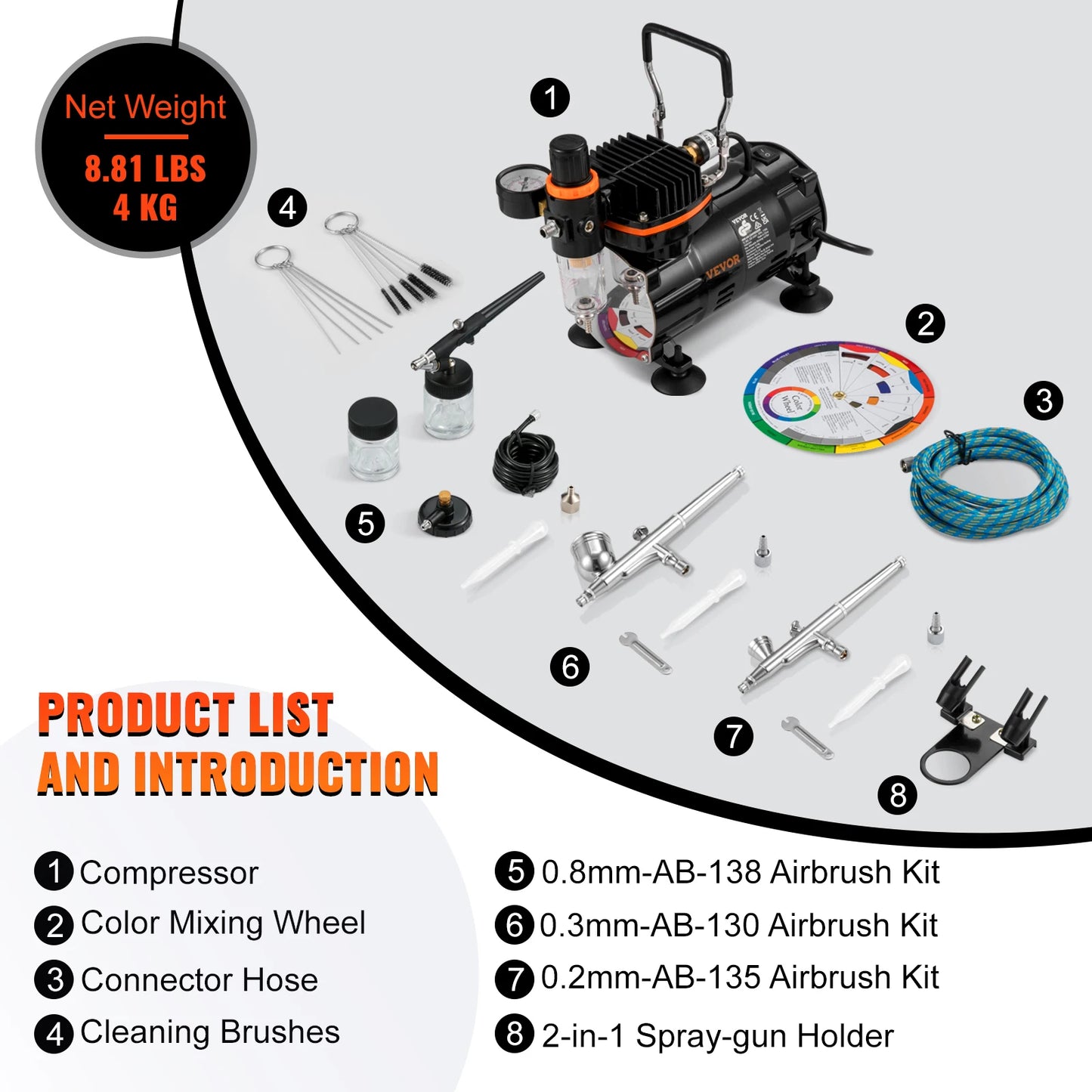 120W Dual-Action Airbrush Electric Spray Gun Set