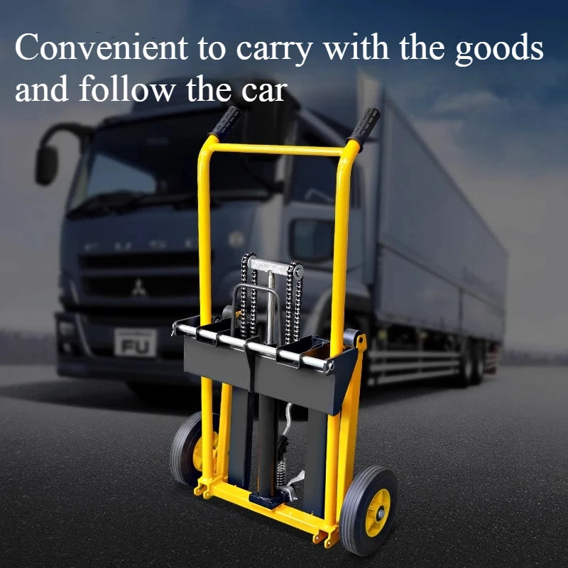 Folding mobile stacker manual forklift hydraulic transporter lifting platform truck loading and unloading household