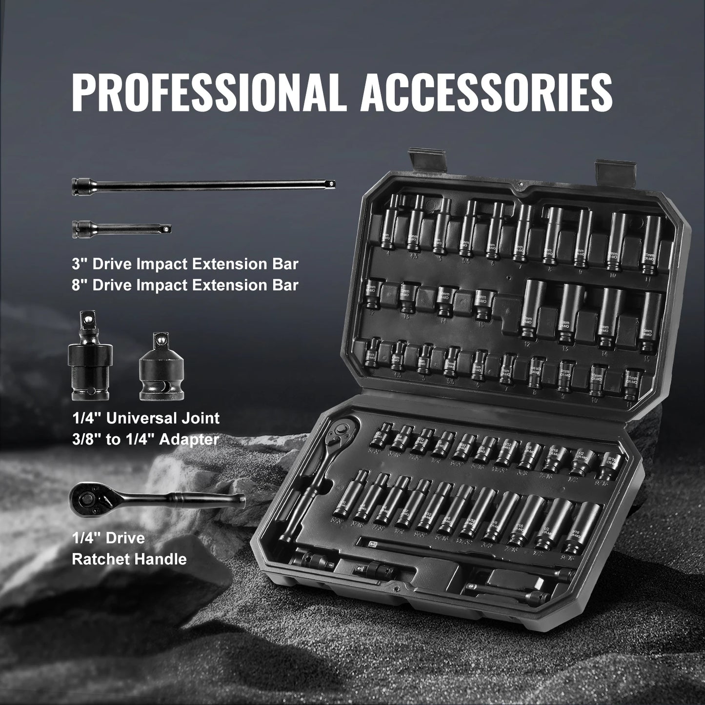 Impact Socket Set Deep & Shallow Cr-V with Case