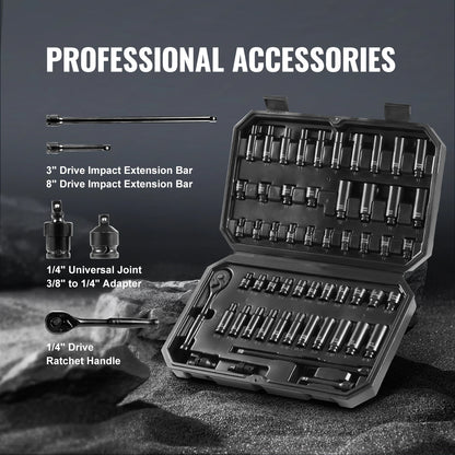Impact Socket Set Deep & Shallow Cr-V with Case