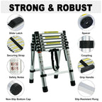 4/5/6 Step Folding Extension Ladder, Aluminum Portable Compact Safety Loft Ladders, 330 LBS Max Load, EN131