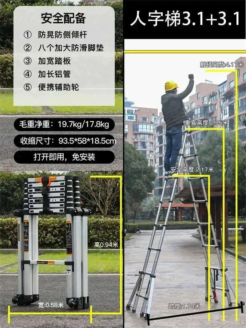 Aluminum Alloy Multifunction Telescopic Ladders Household Folding Herringbone Ladder Safety Engineering Ladders Lift Stairs