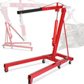 Engine Hoist 2 TON Folding Hydraulic Engine Motor Hoist Cherry Picker Shop Cranes Lift Red Shop Crane 4000 lb Heavy-Duty Engine