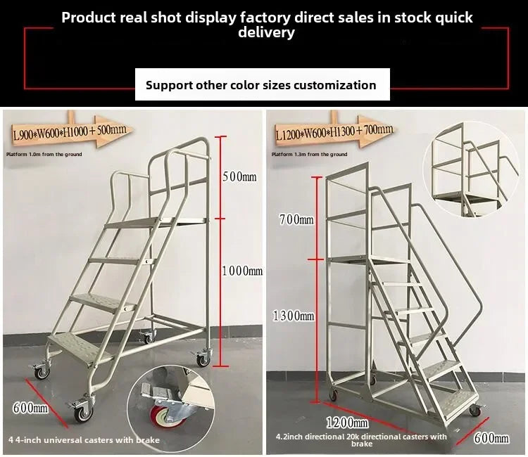 Stable Mobile Platform Step Ladder Supermarket Warehouse Pickup Wheel Ladder Step Climbing Car Home Furniture Climbing Ladder