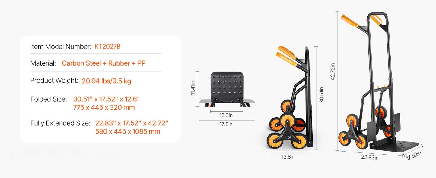 Stair Climbing Hand Truck 440/770 lbs with 6 Wheels